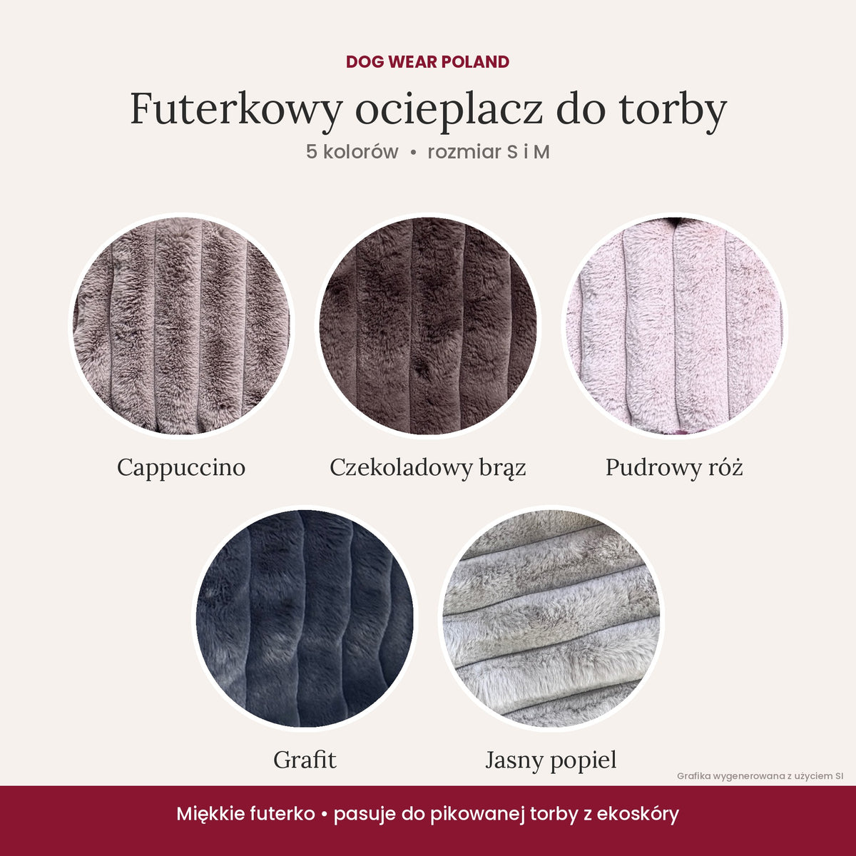 Futerkowy ocieplacz do torby dla psa – 5 kolorów, S i M