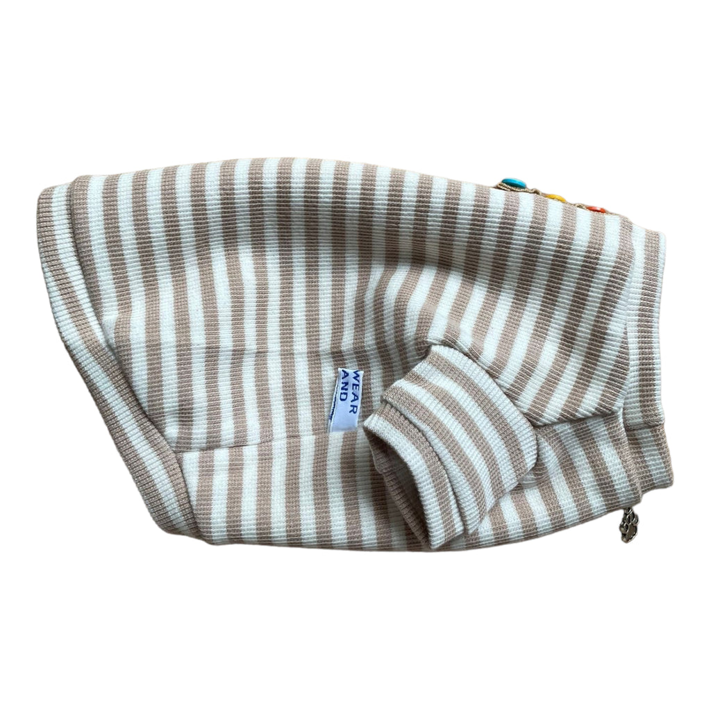 Beige-striped dog blouse