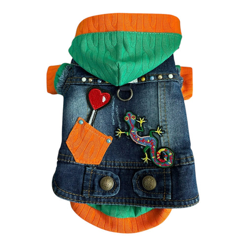 Stylish denim vest with a hood for dogs – “Street Style”