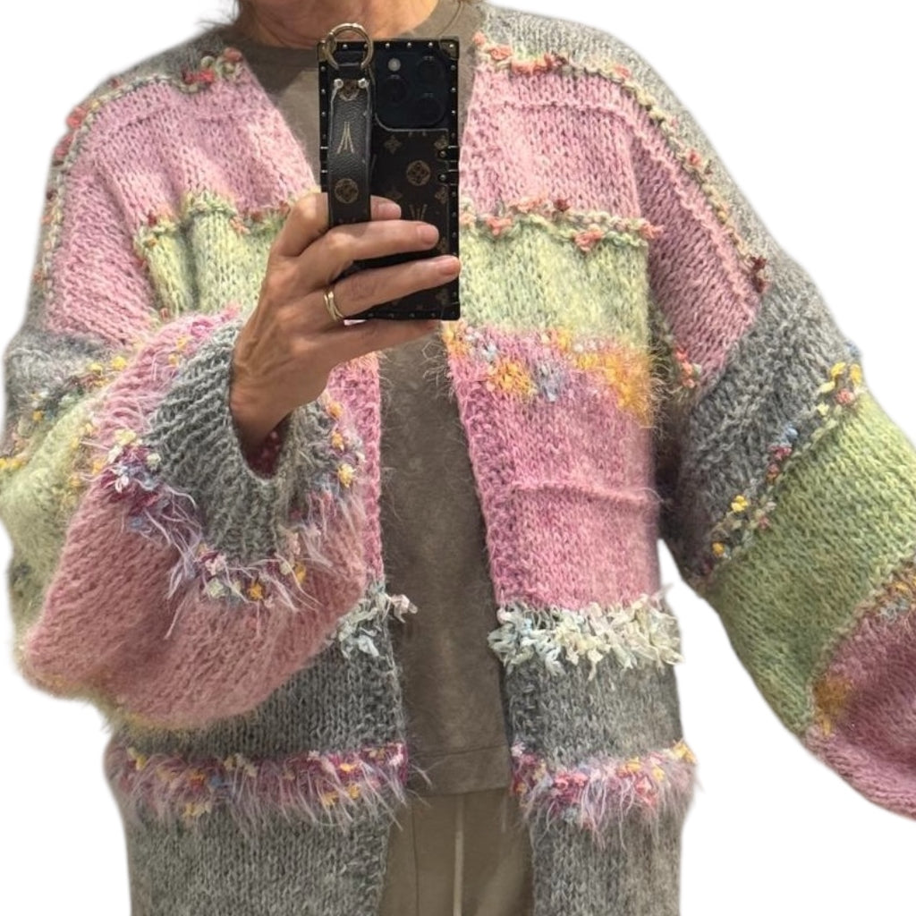 Hand-Knitted Oversize Sweater from Fluffy Yarn - and Texture