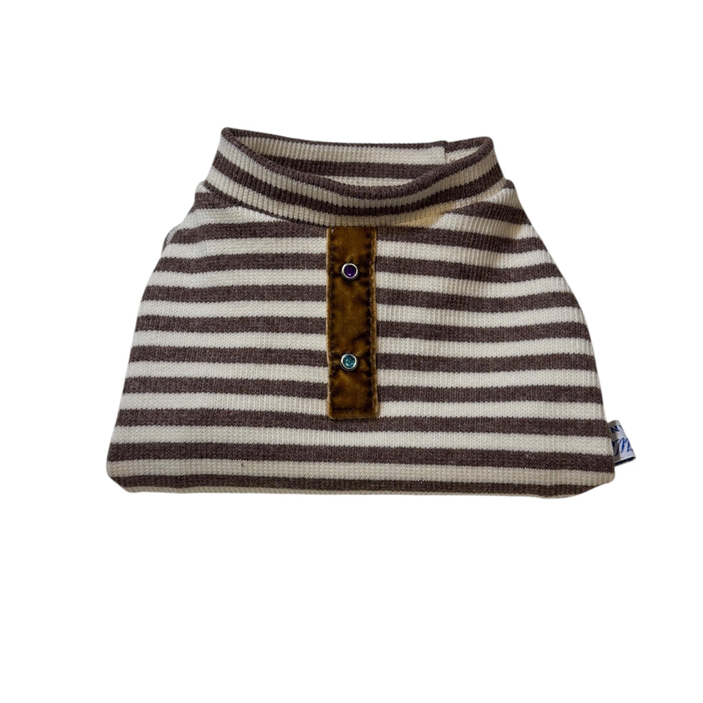 Stylish dog blouse in brown and beige stripes