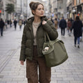 Olive dog carrier bag - sewn in Poland
