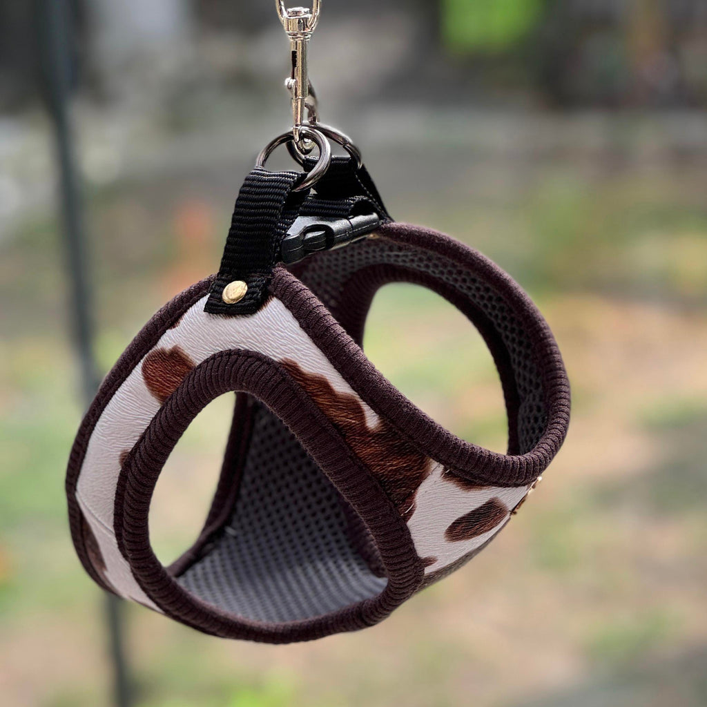 "Cow Print" Pressure-Free Harnesses – Handmade for small and mini breed dogs