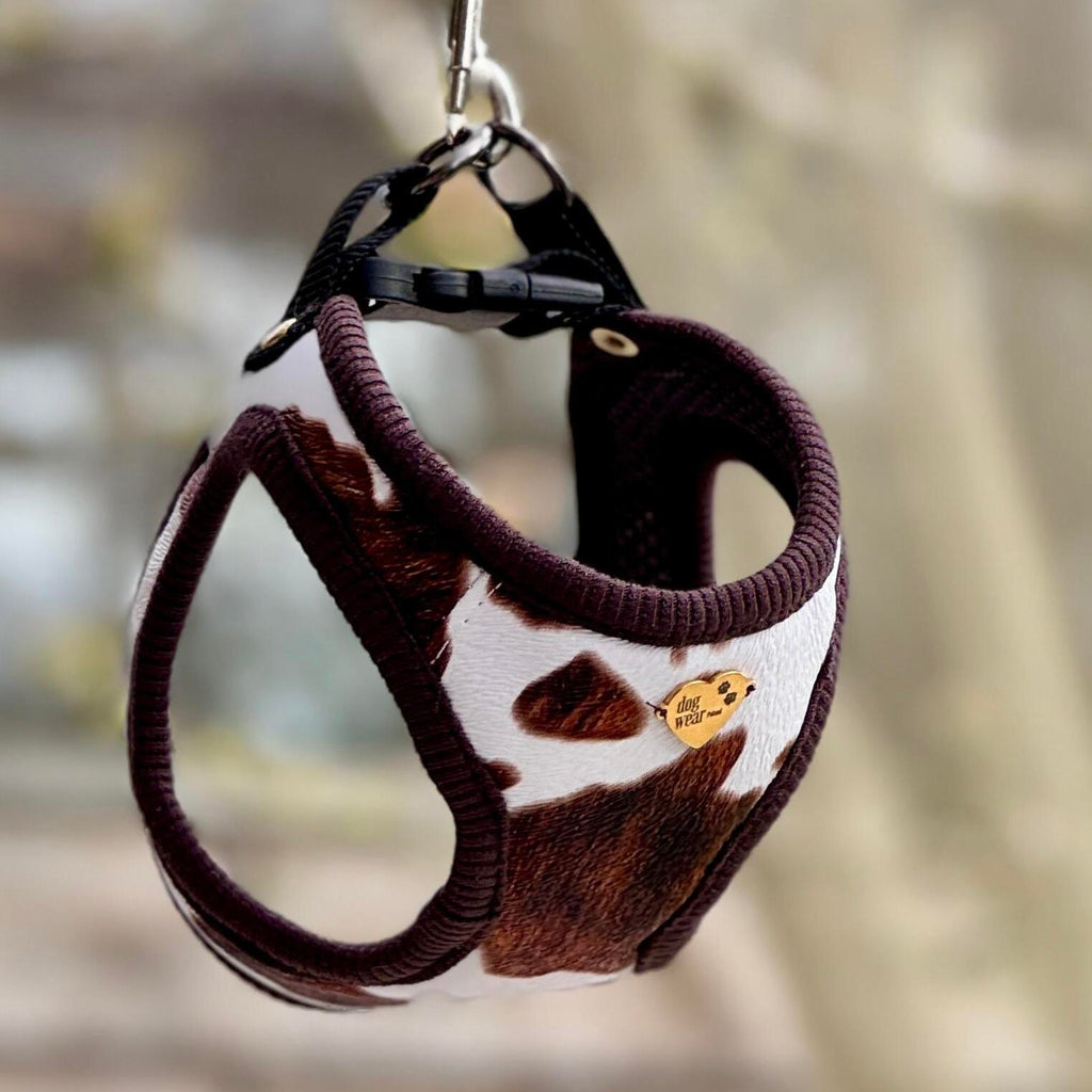 "Cow Print" Pressure-Free Harnesses – Handmade for small and mini breed dogs