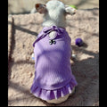 Lawendowa sukienka prążkowana "Lavender Princess" z falbanką