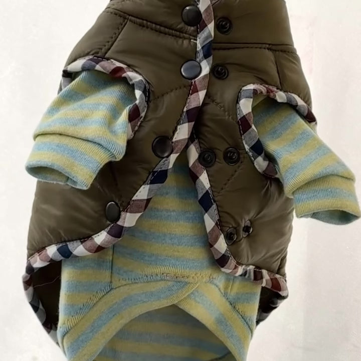 Pikowana kurtka dla psa w kolorze khaki