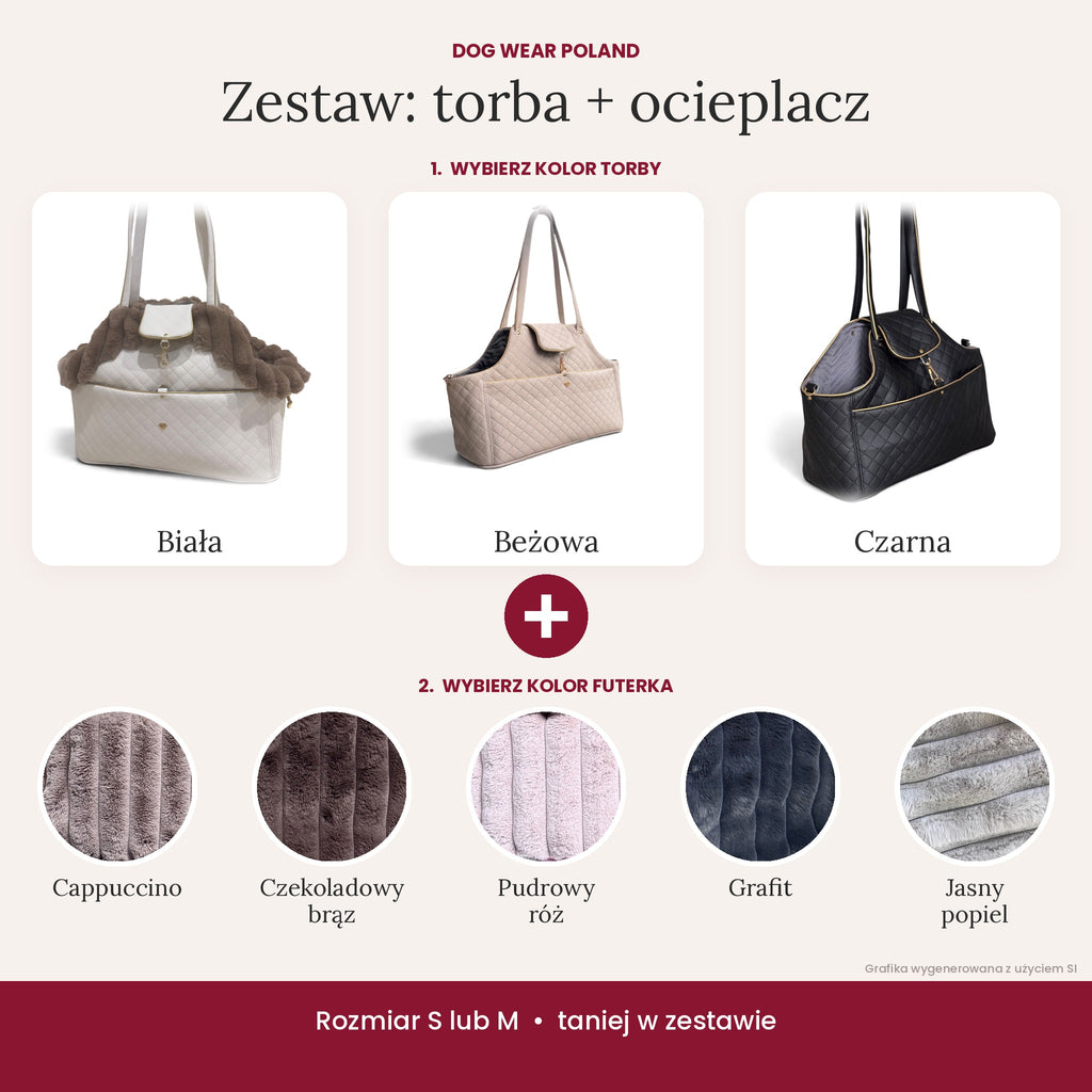 Zestaw: luksusowa torba + futerkowy ocieplacz